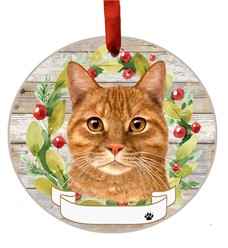 Orange Tabby Cat Breed Wreath Christmas Ornament