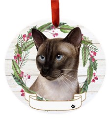 Siamese Cat Breed Wreath Christmas Ornament