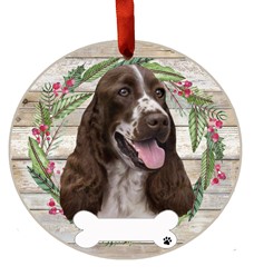 Springer Spaniel Dog Breed Wreath Christmas Ornament