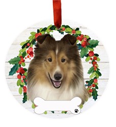 Shetland Sheepdog Wreath Dog Breed Christmas Ornament