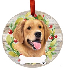 Golden Retriever Dog Breed Wreath Christmas Ornament - click for breed options