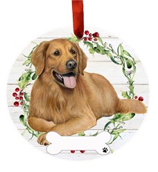 Golden Retriever Dog Breed Wreath Christmas Ornament - click for breed options