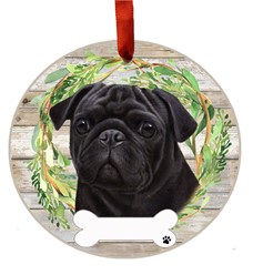 Pug Dog Wreath Christmas Ornament- click for more options