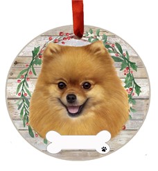 Pomeranian  Dog Wreath Christmas Ornament- click for more options