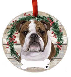 Bulldog Breed Wreath Christmas Ornament