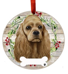 Cocker Spaniel Buff Dog Breed Wreath Christmas Ornament