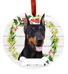 Doberman Dog Breed Wreath Christmas Ornament