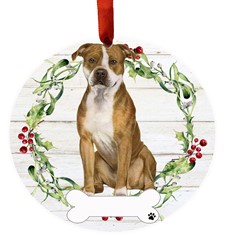 Pit Bull Terrier Dog Breed Wreath Christmas Ornament-click for more options