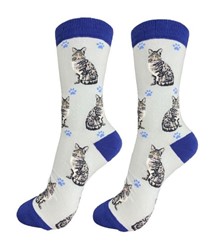 Tabby Cat Silver Happy Tails Socks