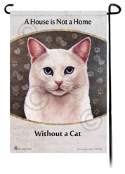 White Cat with Blue Eyes House is Not a Home Garden Flag
