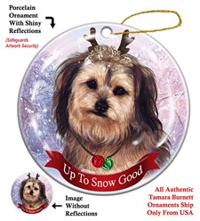 Yorkipoo Up to Snow Good Dog Christmas Ornament