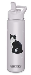 Black and White Cat Serengeti Insulated Water Bottle