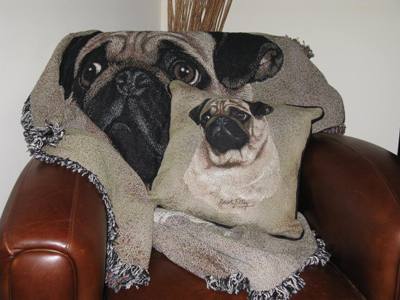 Pug Pillow with matching Throw