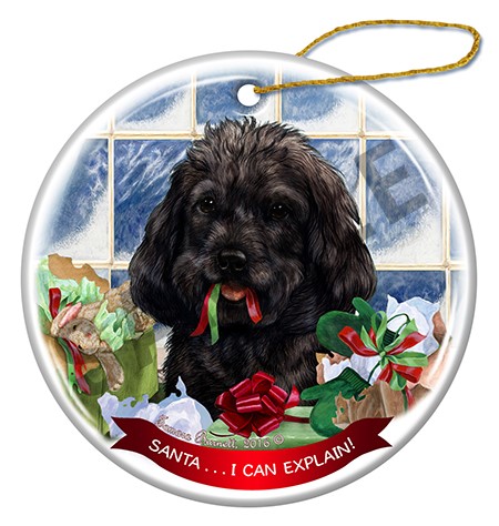 raining cats and dogs santa i can explain cockapoo american bulldog christmas ornament
