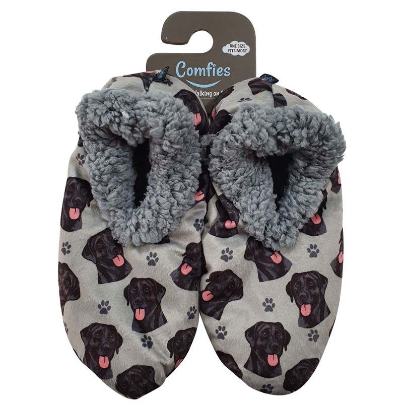 Raining Cats and Dogs Labrador Retriever Black Comfies Dog Print Slippers